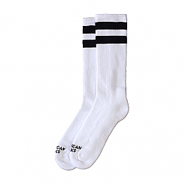 American Socks Mid High Old School I, double black striped,bkr.mcsh.583925