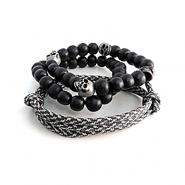 AmiGaz paracord & skull bead bracelet set,bkr.mcsh.572417