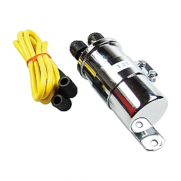 Round custom ignition coil, 12V chrome,bkr.mcsh.907345