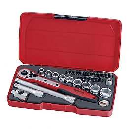 Teng Tools, 3/8" socket wrench set. Metric 34pc,bkr.mcsh.521157