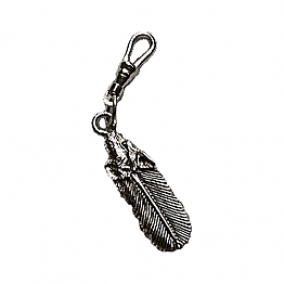 WOLF'S HEAD FEATHER ZIPPER PULL