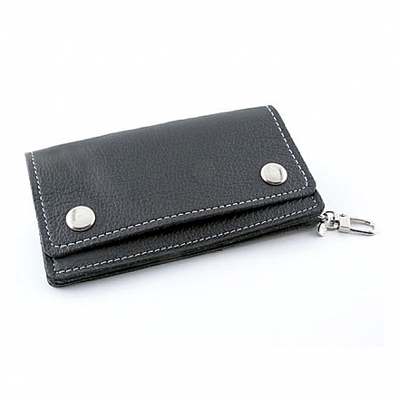 Amigaz Black Soft Leather Biker Wallet with Piping,bkr.mcsh.563410