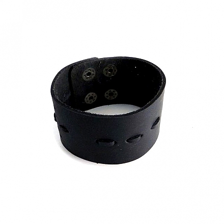Amigaz Black Wide Threaded Leather Cuff Bracelet,bkr.mcsh.563445