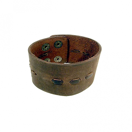 Amigaz Brown Wide Threaded Leather Cuff Bracelet,bkr.mcsh.563446