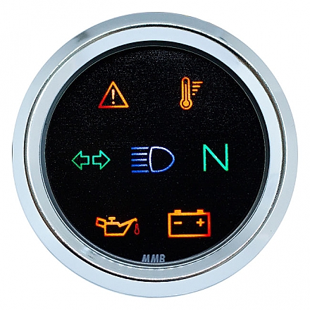 MMB, 48mm Ultra Mini indicator lights. Chrome, black face,bkr.mcsh.586676