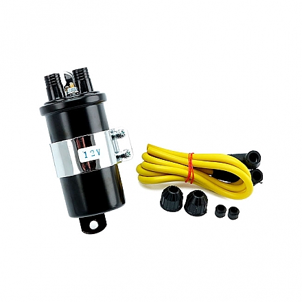 Round custom ignition coil, 12V black,bkr.mcsh.900441