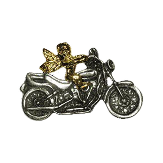 Biker Pins Angel on bike pin