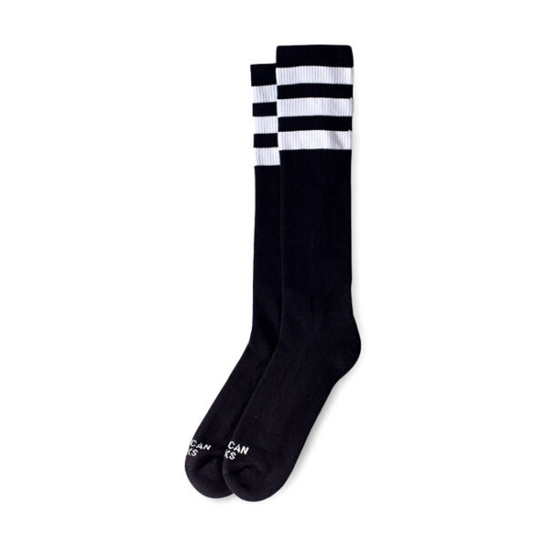 American Socks Knee high black triple white striped