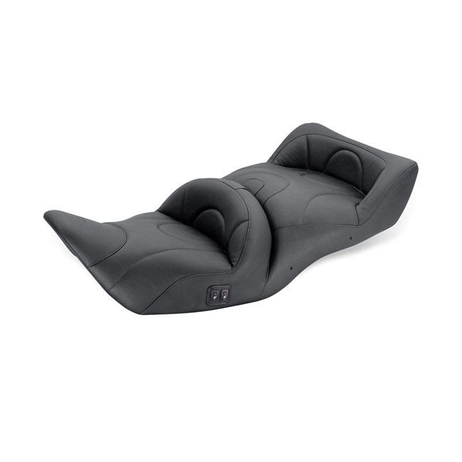 Mustang 1-piece 2-up touring seat heated plain black