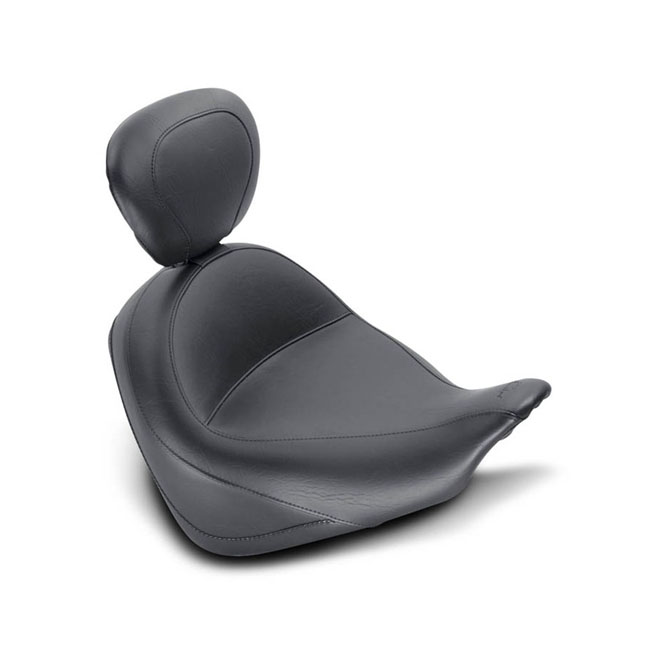 Mustang wide touring solo seat plain w/driver backrest black
