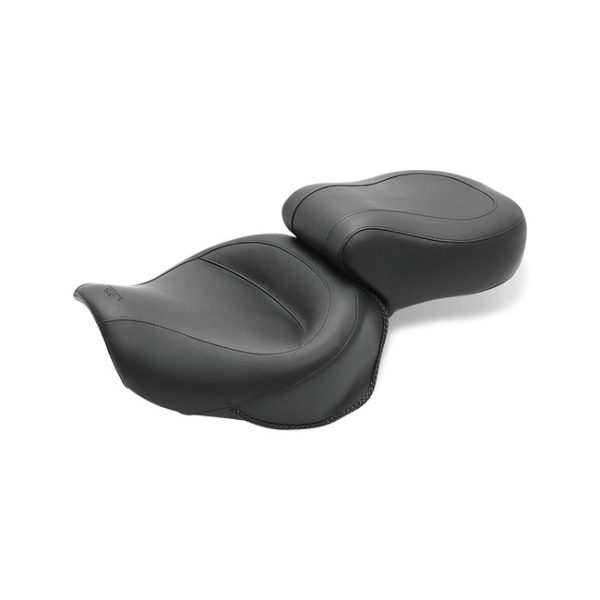 Mustang 1-piece 2-up wide touring vintage seat plain black