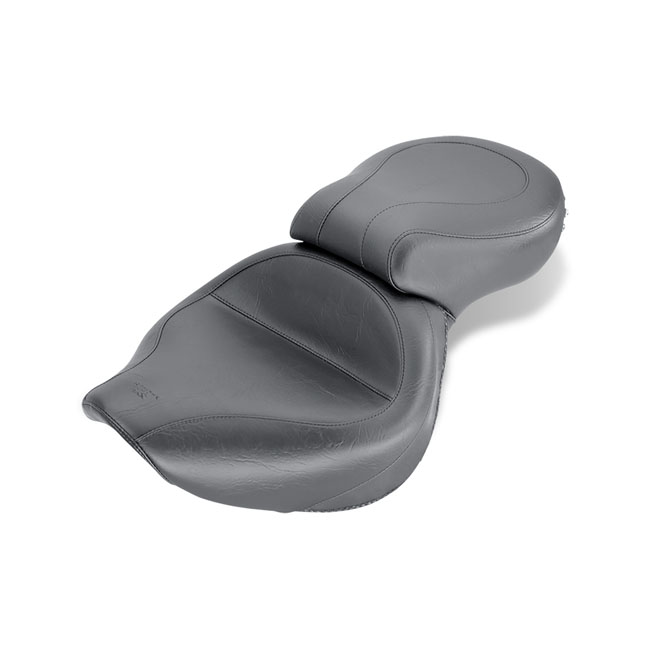 Mustang 1-piece 2-up wide touring vintage seat plain black