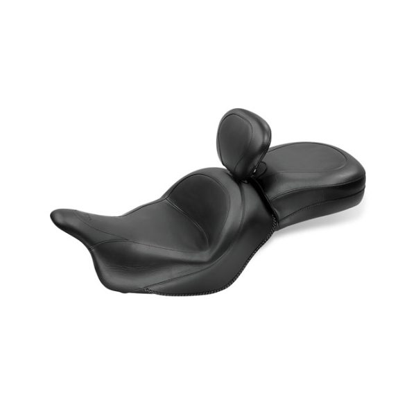 Mustang 1 piece 2-up wide touring vintage seat plain black