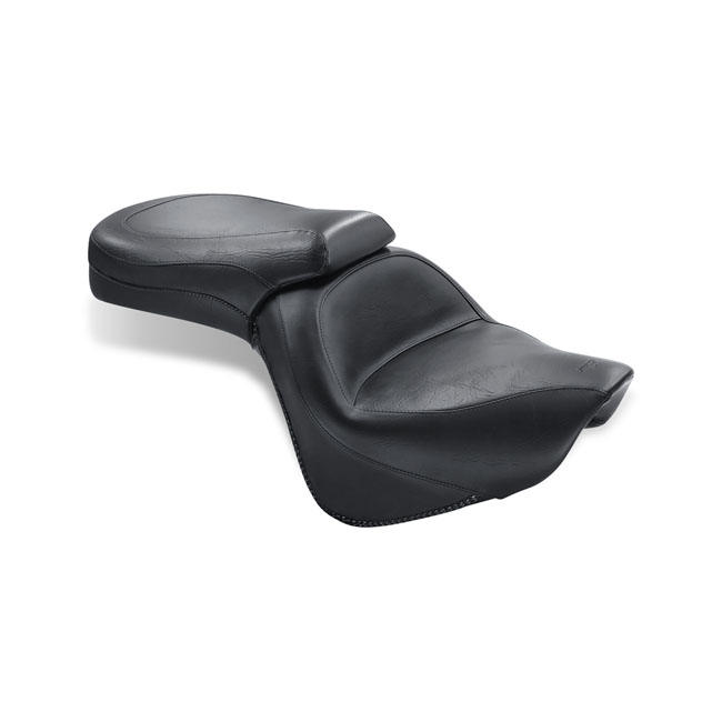Mustang 1 piece 2-up wide touring vintage seat plain black