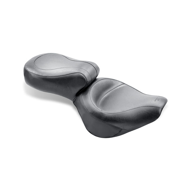Mustang 1 piece 2-up wide touring vintage seat plain black