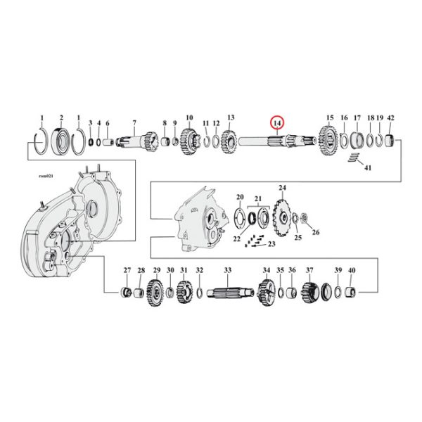 Transmission mainshaft XL