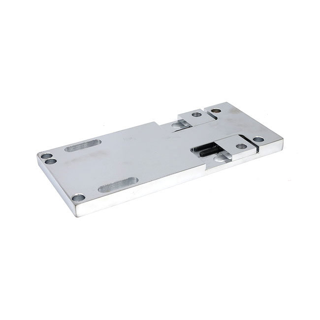 4-speed transmission mount plate. Adjustable. Chrome