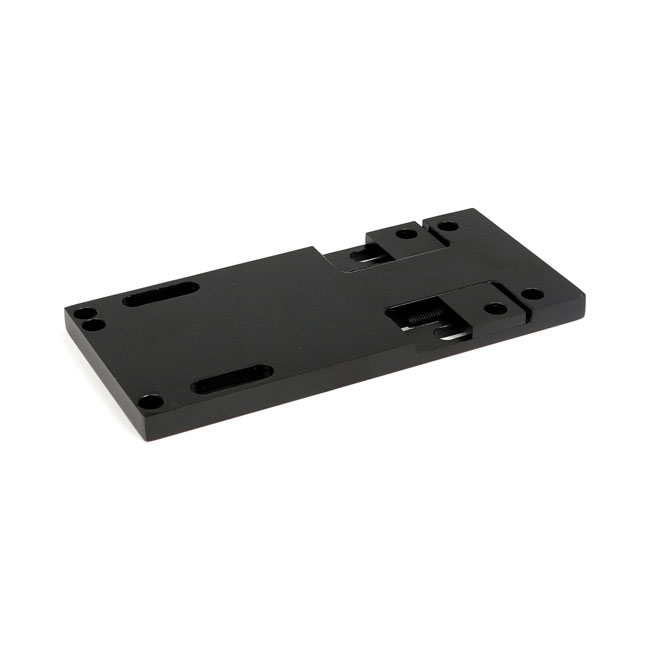 4-speed transmission mount plate. Adjustable. Black