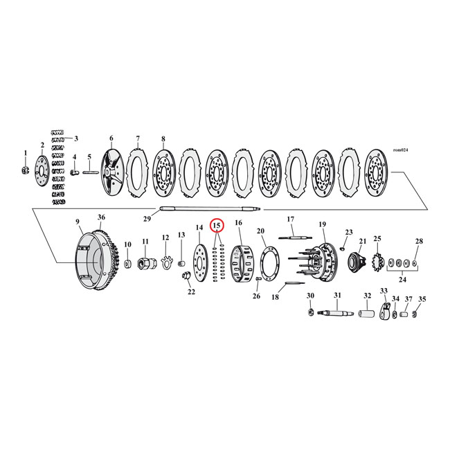 Clutch hub roller. +.0008" oversize