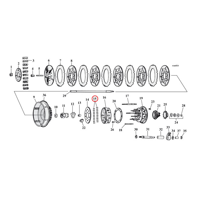 Clutch hub roller. Standard size