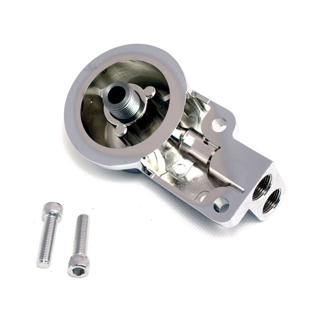 Oil filter mount bracket kit. Chrome