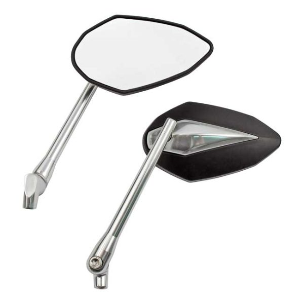 'Double Deuce' mirror set. Black/chr. head & silver alu stem