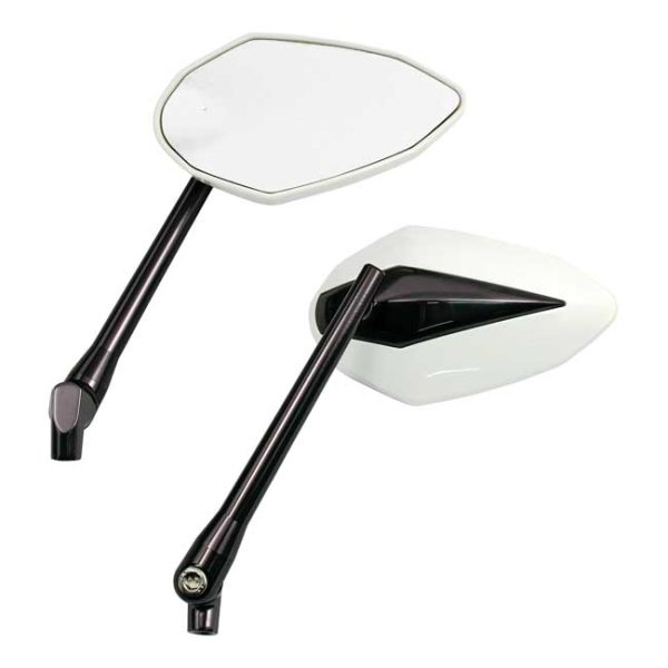 'Double Deuce' mirror set. White head & gray anodized stem