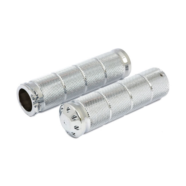 Throttle grip set bomber. Chrome