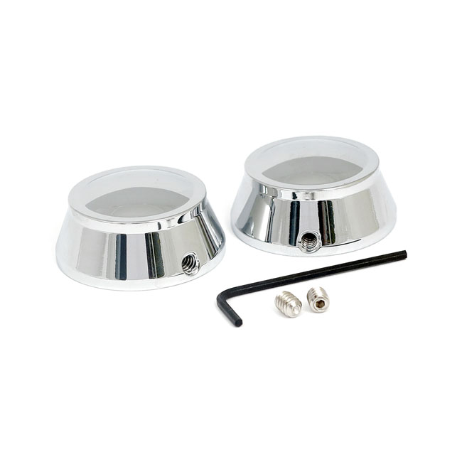 Swingarm pivot bolt cover set. Chrome