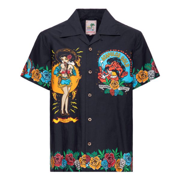 King Kerosin Acapulco hawaii shirt black