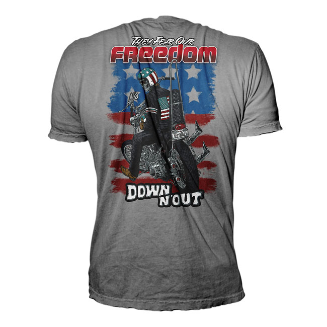 Down-n-Out Freedom Rider t-shirt american flag grey