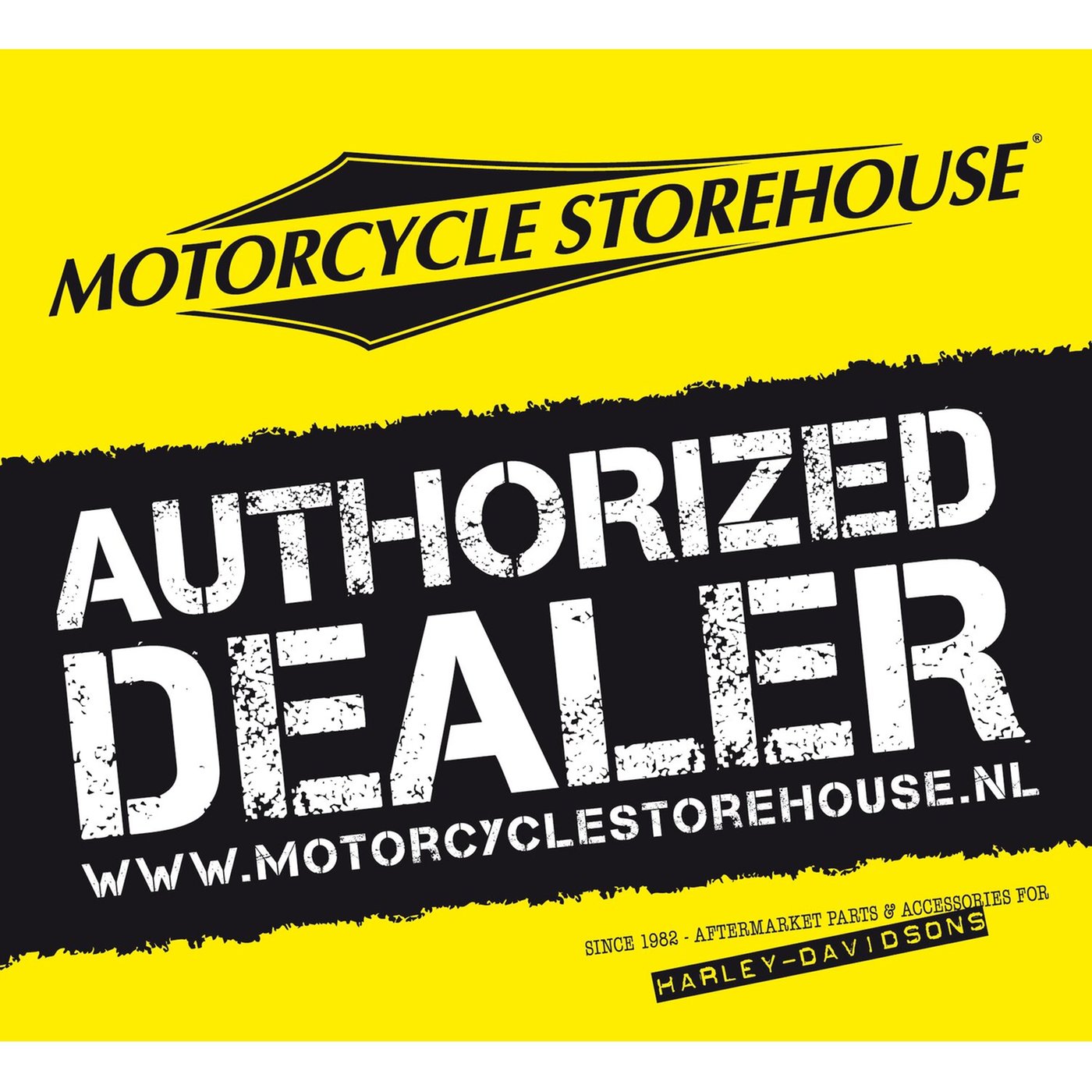 MCS Motorcycle storehouse, authorized dealer window decal