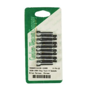 Gardner-Westcott GW, transmission side cover screw kit. Chrome Allen head