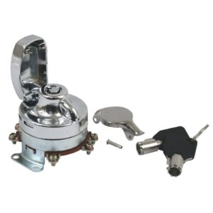 MCS FL style ignition switch, 'electronic'. round key, chrome