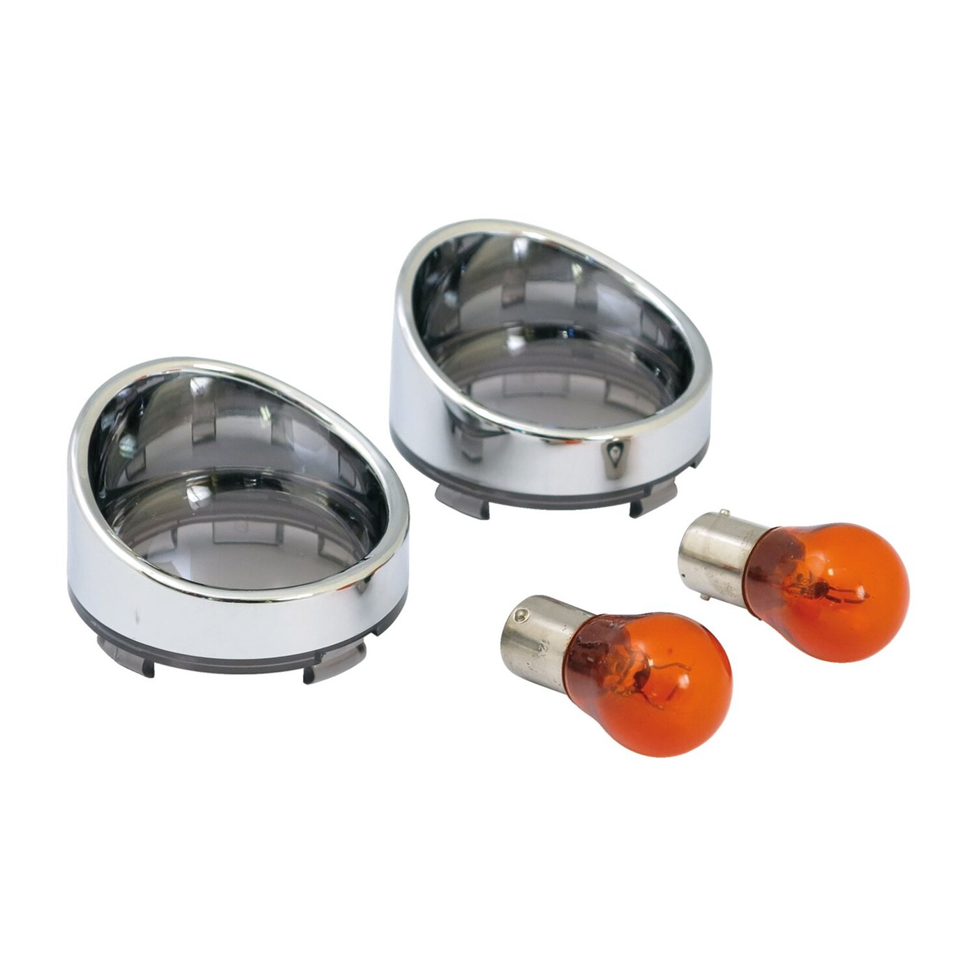 MCS Turn signal lens set with visor. Light smoke lens amber bulb