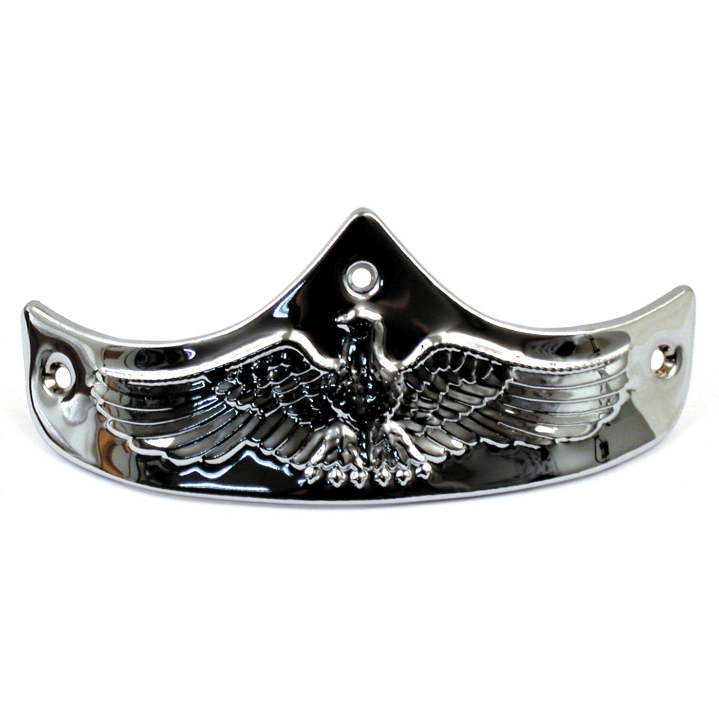 MCS Front fender tip, Eagle embossed. Chrome