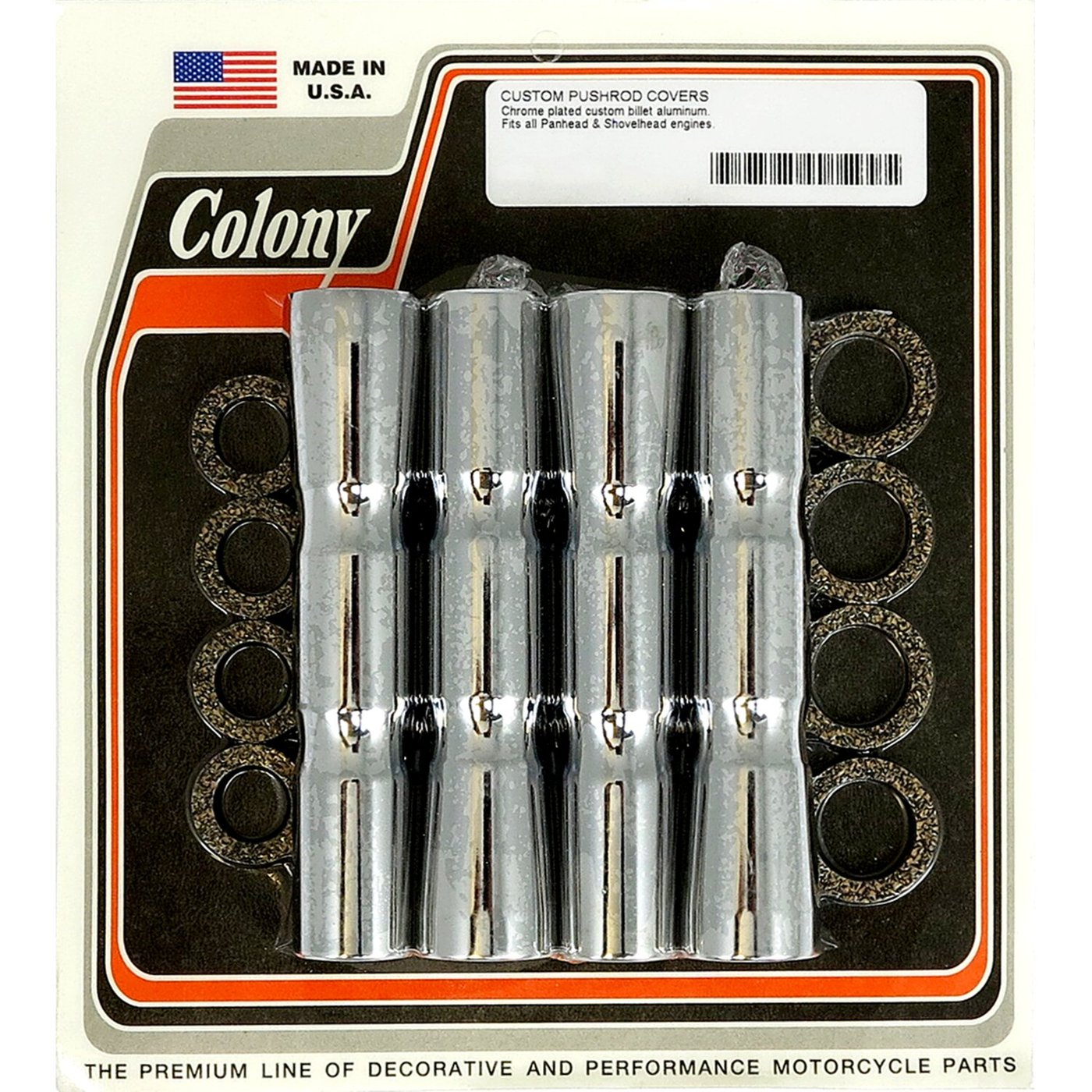 Colony Colony, B.T. ribbed lower pushrod cover set. Chrome