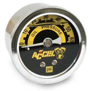 Accel ACCEL, oil pressure gauge, 0-60 PSI. Chrome