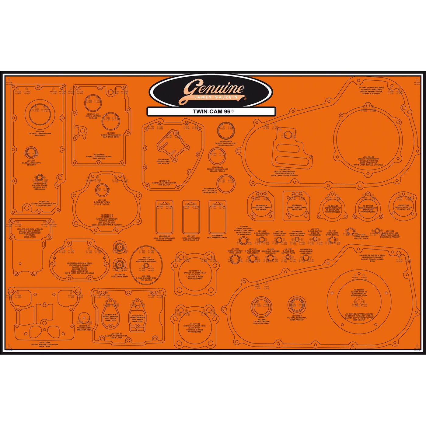 James Gaskets James, gasket & seal board. 6-speed Twin Cam