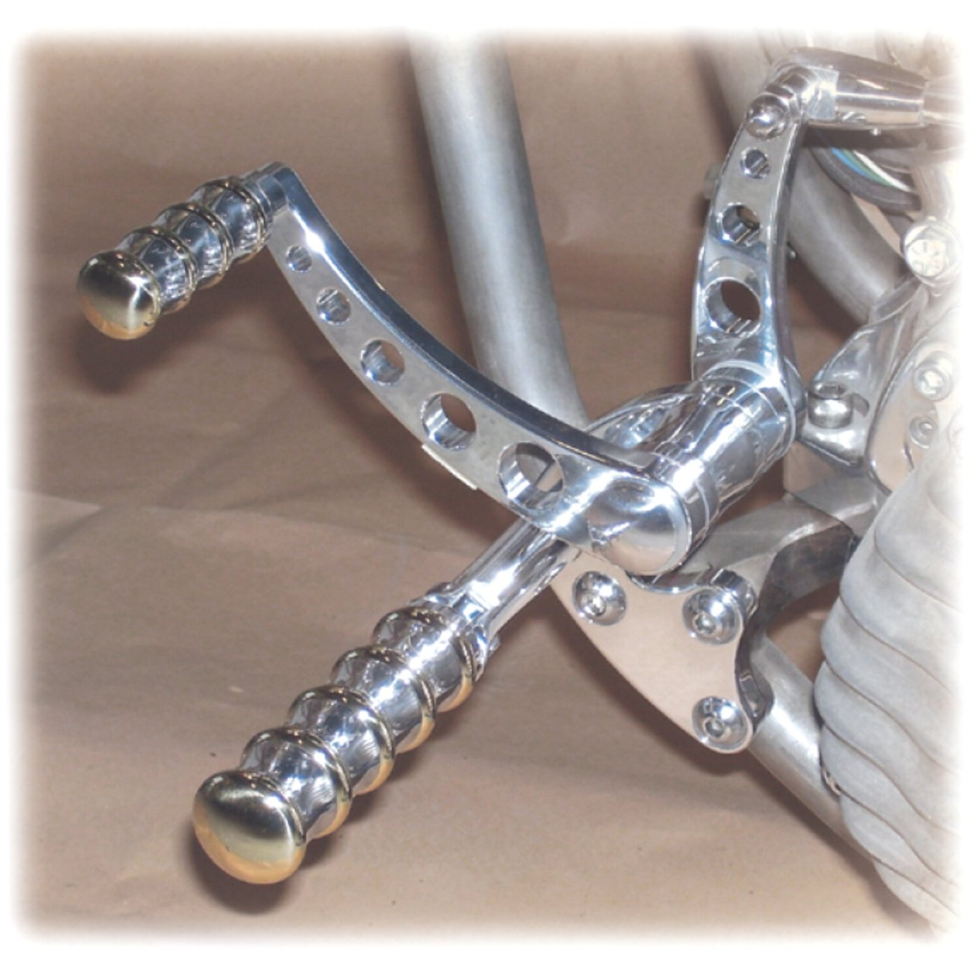 Kustom Tech K-Tech, Vintage Style forward controls. Polished & brass - Image 2