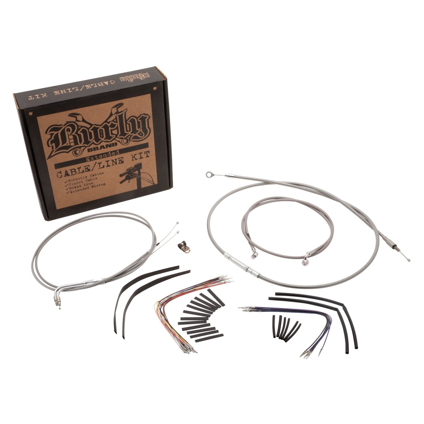 Burly Burly, Apehanger Cable/Line Kit. 14", stainless