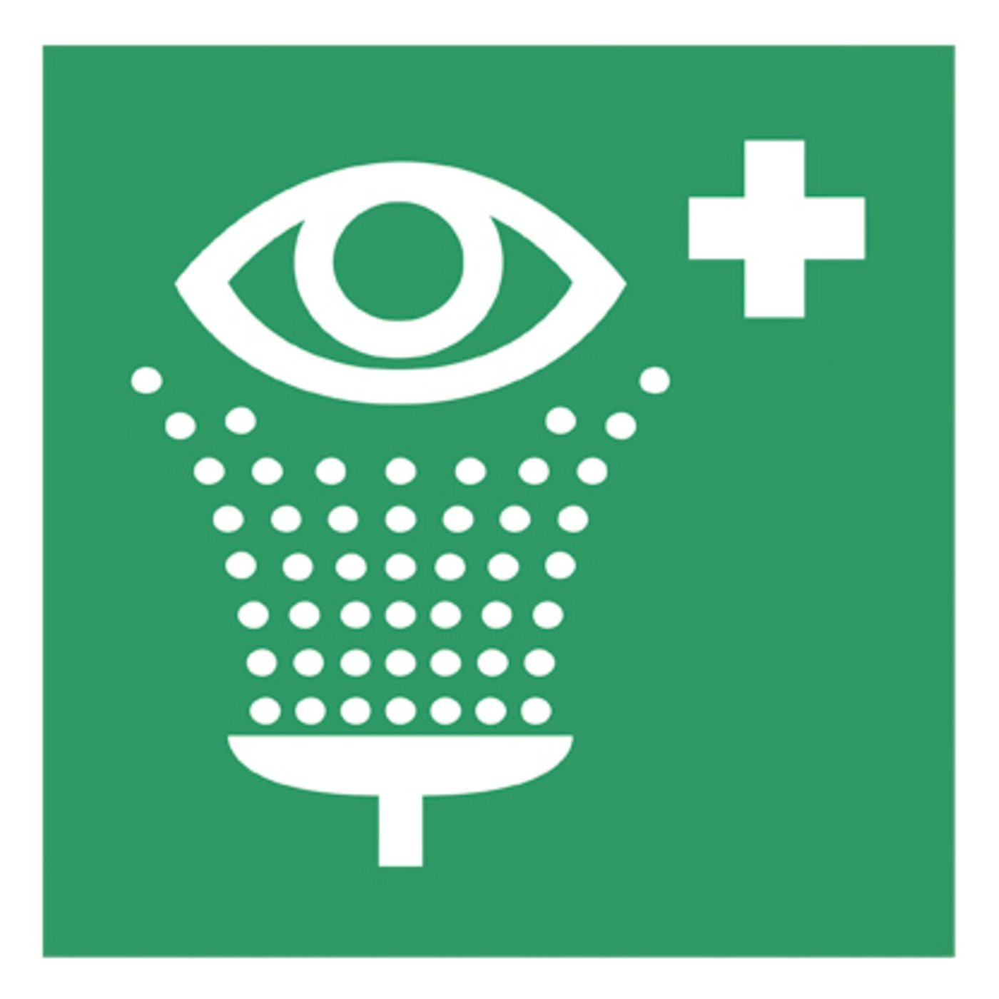 Gramm GM eyewash sticker, green cross