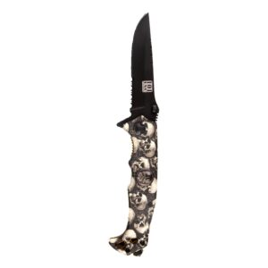 Army Surplus Knife skull & clip black ivory