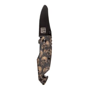 Army Surplus Knife skull & clip small black brown