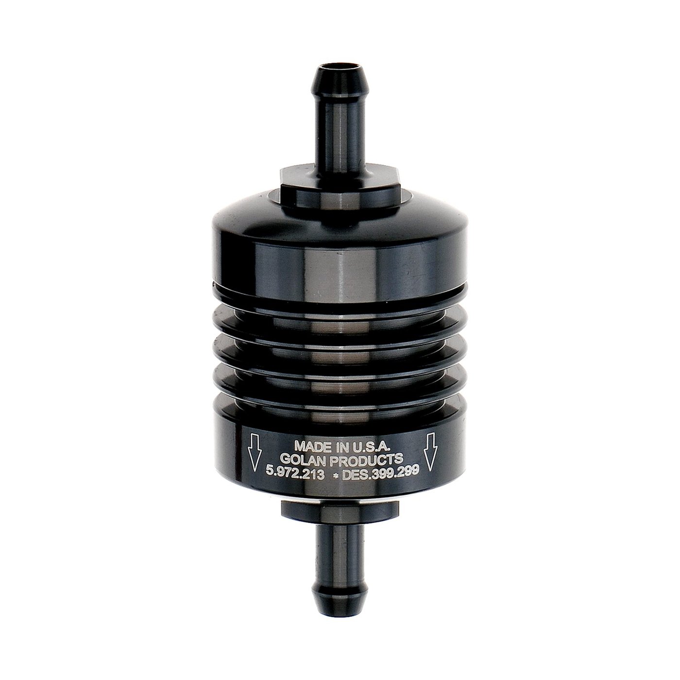 Golan Products Golan mini fuel filter 5/16" (8 mm). Black anodized