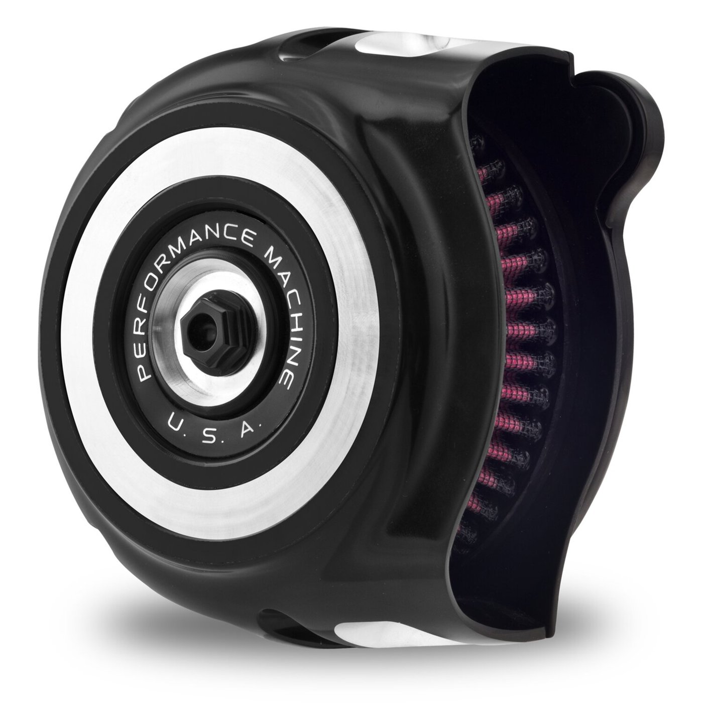 Performance Machine PM, 'vintage' air cleaner kit. Black CC