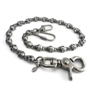 Amigaz Amigaz Flat Skull Pewter Wallet Chain 16"