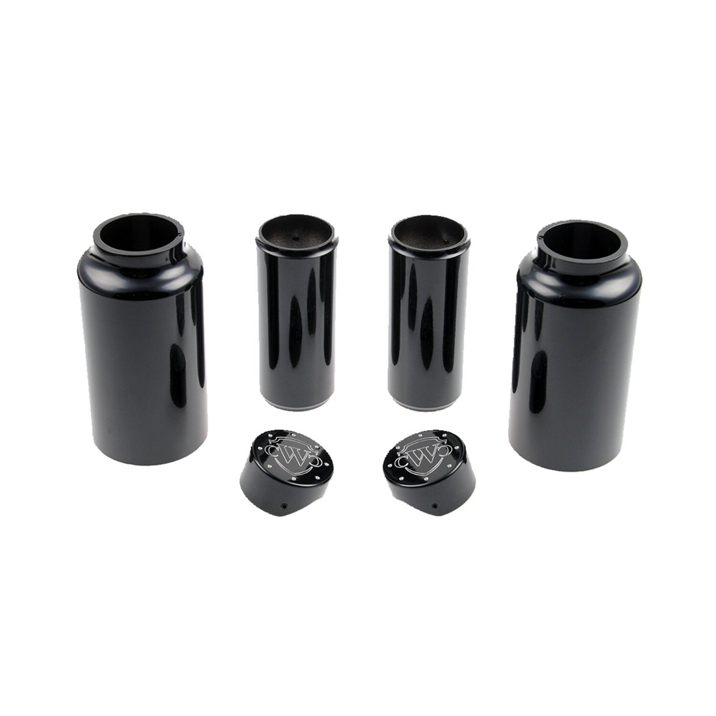 Cult-Werk Cult-Werk, 6-piece fork tube cover kit. Gloss black. Logo