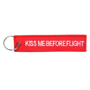 Army Surplus Kiss Me Before Flight keychain red