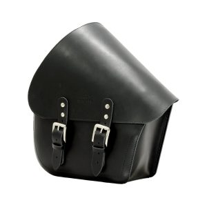 Longride Longride, swingarm bag. Smooth, black leather. 11.6 liter